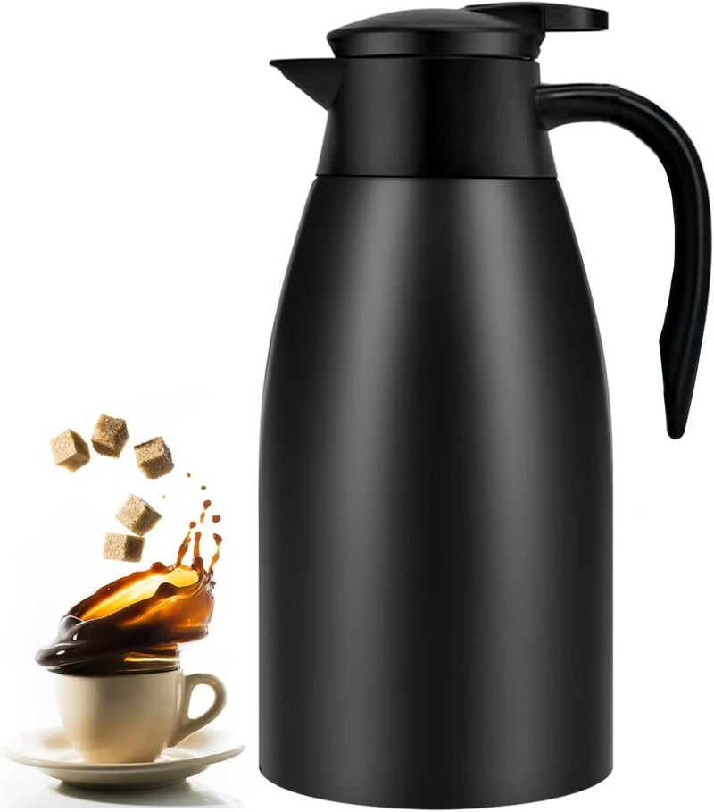 GearRoot 70oz Coffee Carafe Airpot Insulated Coffee Urn Stainless Steel Vacuum Thermal Pot Flask Dispenser for Coffee, Hot Water, Tea, Hot Beverage - Keep 12 Hours Hot, 24 Hours Cold-Black - Image 1